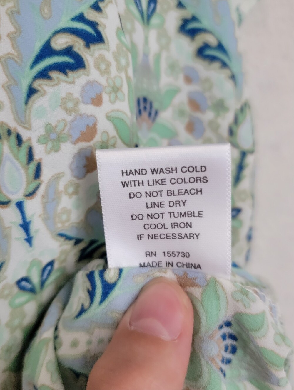 Rose & Olive Mint and Blue Floral Ruffle-Trim Blouse - Picture 3 of 8
